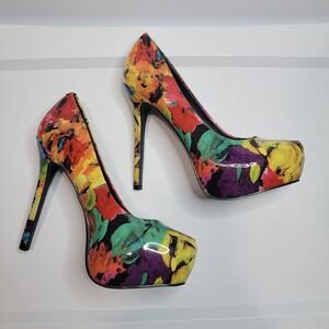 Steve Madden Nala Multicolored Floral Platform‎ Pumps Stiletto Heels Size 8